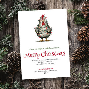 Quirky cartoon chicken Christmas greeting card