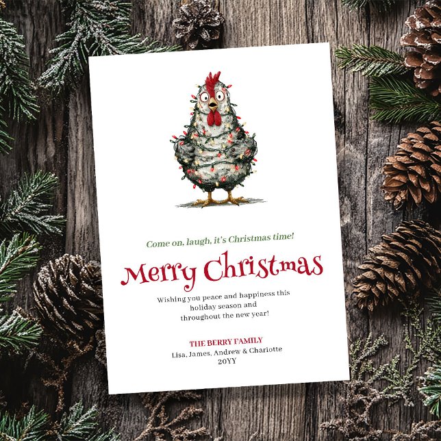 Quirky cartoon chicken Christmas greeting card (Quirky cartoon chickens Christmas greeting card

)