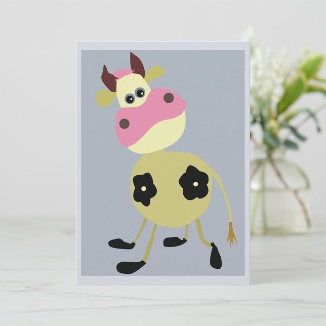 Quirky Cartoon Cow Fun Farm Animal  Invitation (Creator Uploaded)