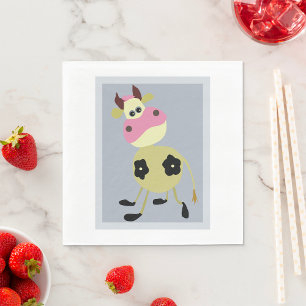 Quirky Cartoon Cow Fun Farm Animal  Napkin