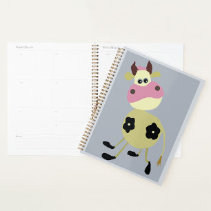 Quirky Cartoon Cow Fun Farm Animal  Planner
