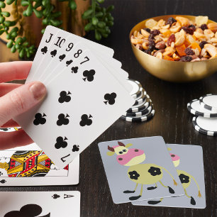 Quirky Cartoon Cow Fun Farm Animal  Playing Cards