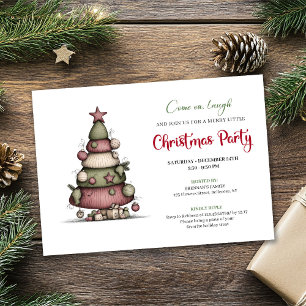 Quirky cartoon tree holiday printable invitation