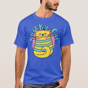 Quirky Cat Blue Stripes Cat T-Shirt
