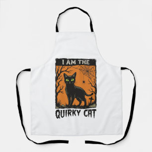 Quirky Cat Halloween Vintage Engraving T-Shirt Des Apron