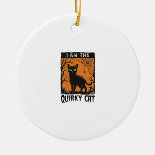 Quirky Cat Halloween Vintage Engraving T-Shirt Des Ceramic Tree Decoration