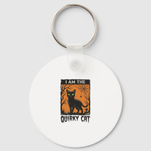 Quirky Cat Halloween Vintage Engraving T-Shirt Des Key Ring