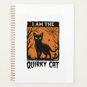 Quirky Cat Halloween Vintage Engraving T-Shirt Des Planner