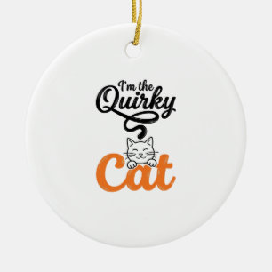 Quirky Cat Vintage Engraving Cat Lover Design_1 Ceramic Tree Decoration