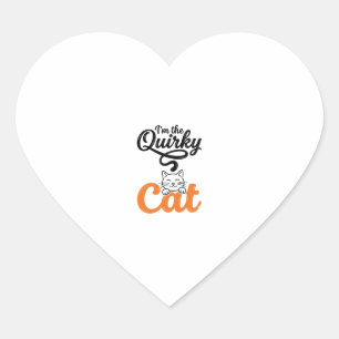 Quirky Cat Vintage Engraving Cat Lover Design_1 Heart Sticker
