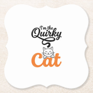 Quirky Cat Vintage Engraving Cat Lover Design_1 Paper Coaster
