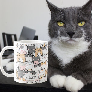 Quirky Cats Custom Name Coffee Mug