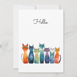 Quirky Cats Hello Custamizable Flat Card