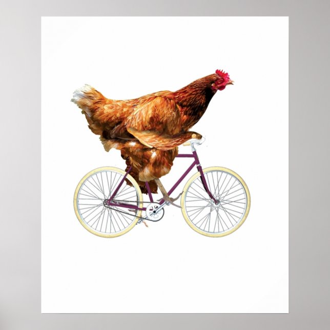 Quirky Chicken Riding Bicycle Poster (Front)