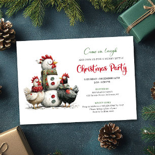 Quirky Chickens Hand Drawn Holiday Celebration  Invitation