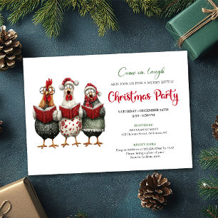 Quirky Chickens Modern Watercolor Holiday Invite