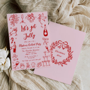 Quirky Christmas Cocktail Party Invitation Doodle 