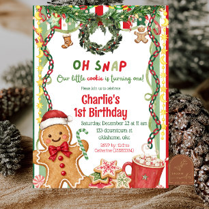 Quirky Christmas Gingerbread Birthday Invitation