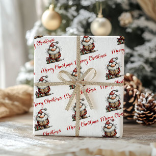 Quirky Christmas Humorous Santa Cartoon Wrapping Paper
