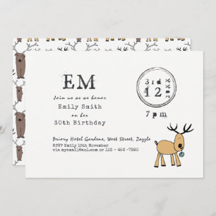 Quirky Christmas Party - Reindeer Doodle Typeset Invitation