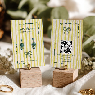 Quirky Citrus Hand-Drawn Bow Jewelry Earring Business Card