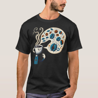 Quirky Coffee Cup Headee Artistic Fun T-Shirt