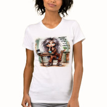 Quirky Coffee Lady Daydreamin' T-Shirt
