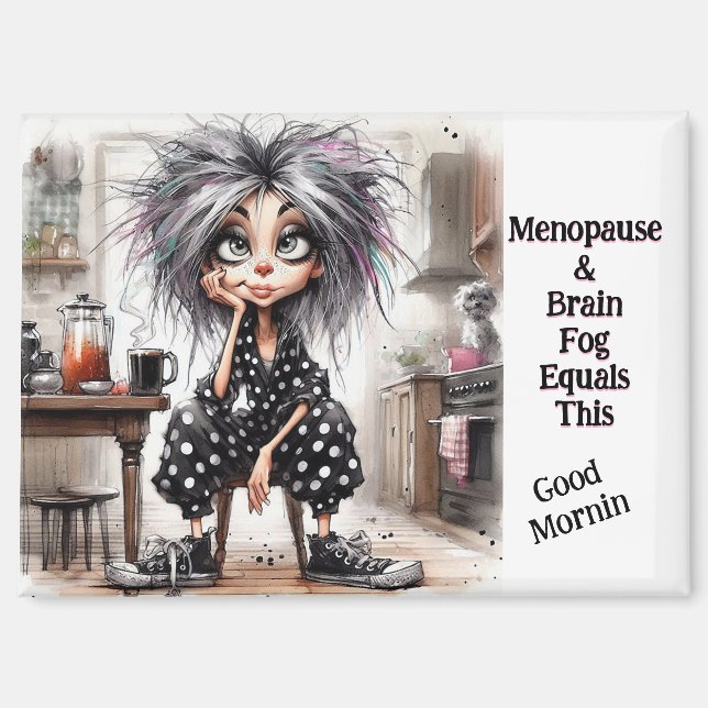 Quirky Coffee Lady Menopause Magnet (Front)