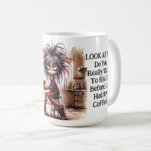Quirky Coffee Lady Risk It Mug