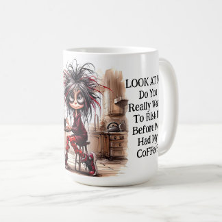 Quirky Coffee Lady Risk It Mug