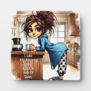 Quirky Coffee Lady Side Of Plaque with Easel