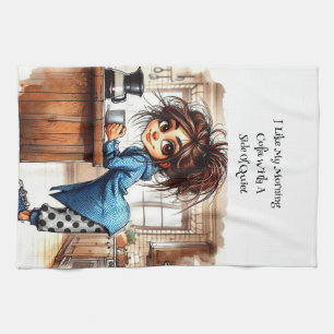 Quirky Coffee Lady Side Of Quiet  Kitchen Towels