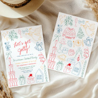 Quirky Colourful Christmas Cocktail Party Doodle