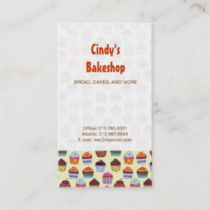 Quirky Colourful Cupcakes Illustration Pattern Business Card