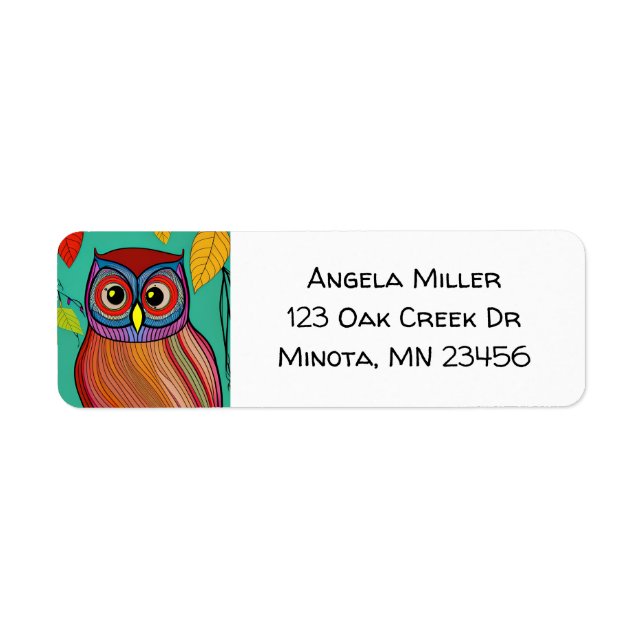 Quirky Colourful Folk Art Abstract Owl (Front)