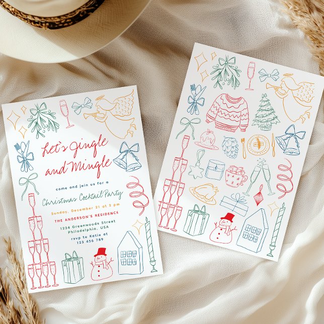 Quirky Colourful Jingle Mingle Cocktail Christmas Invitation (Creator Uploaded)