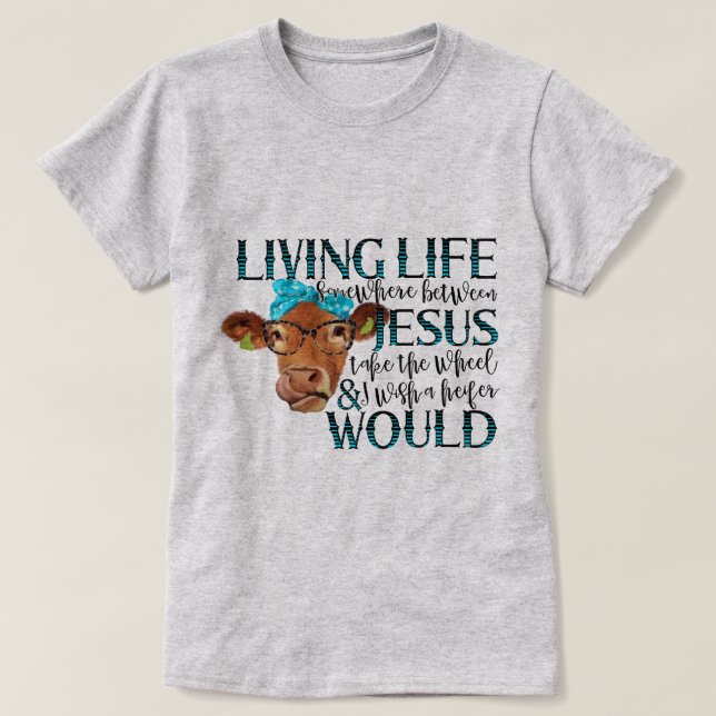 Quirky Cow Illustration With Humourous Quote T-Shirt (Design Front)