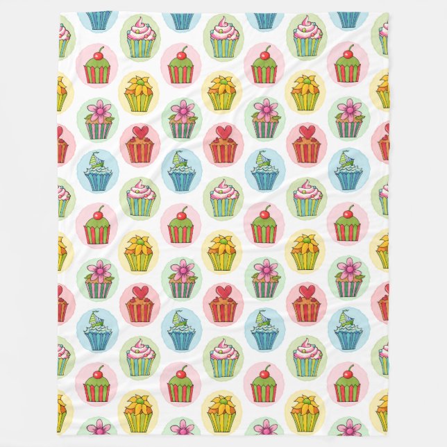 Quirky Cupcakes Fleece Blanket, Large Blanket (Front)