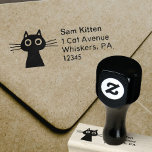 Quirky Cute Kitty Cat with Return Address Rubber Stamp<br><div class="desc">Add a fun personal touch to your personal and business letters with this cool kitty return address stamp. Cute black cat with easy customisation to add your text. Visit Jenn’s Doodle World for even more products with this quirky kitten.</div>