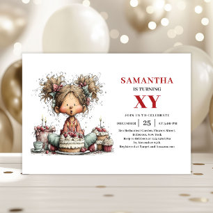 Quirky Cute Little Girl Funky Birthday Invitation