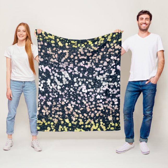 Quirky Cute Retro Boho Flora Pangender Pride Flag Fleece Blanket (In Situ)
