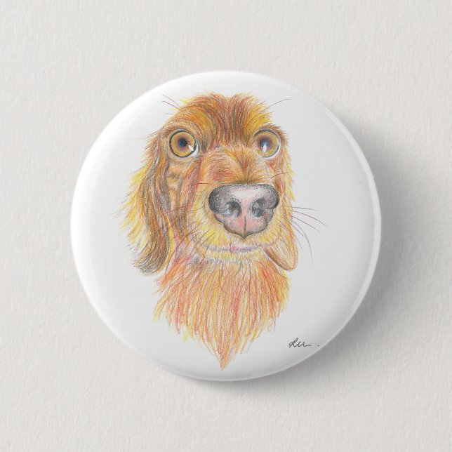 Quirky dachshund 6 cm round badge (Front)