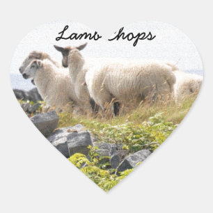 Quirky Designs - Sheep in a field Heart Sticker