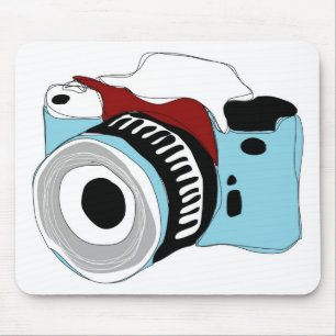 Quirky digital camera illustration mouse pad