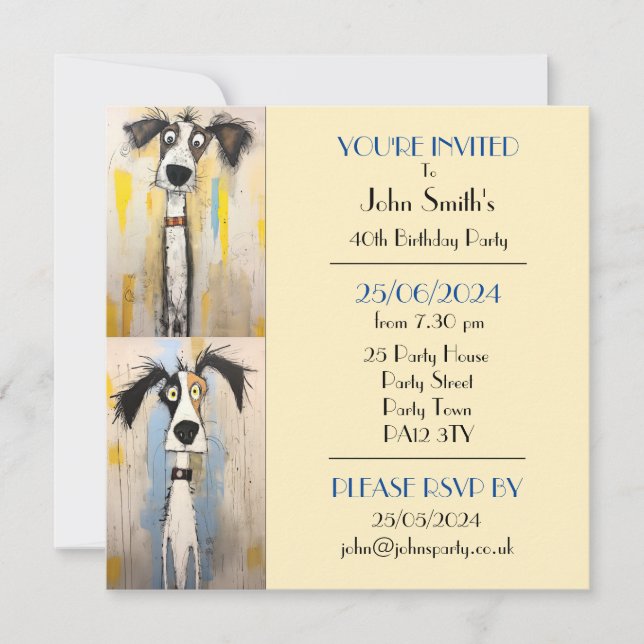 Quirky Dog Birthday Party Invitation (Front)