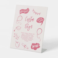 Quirky Doodle Graduation Party Pink Custom 