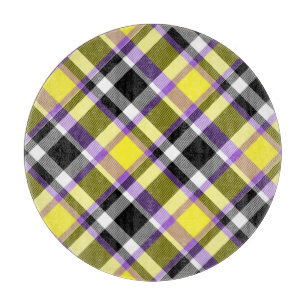 Quirky Eclectic Boho Nonbinary Plaid Pride Flag Cutting Board