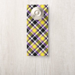 Quirky Eclectic Boho Nonbinary Plaid Pride Flag Door Hanger