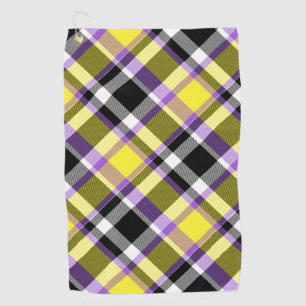 Quirky Eclectic Boho Nonbinary Plaid Pride Flag Golf Towel