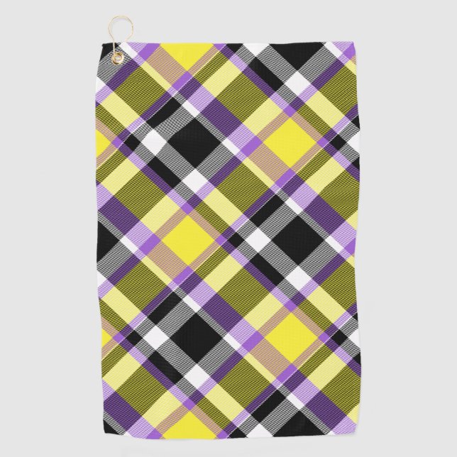 Quirky Eclectic Boho Nonbinary Plaid Pride Flag Golf Towel (Front)